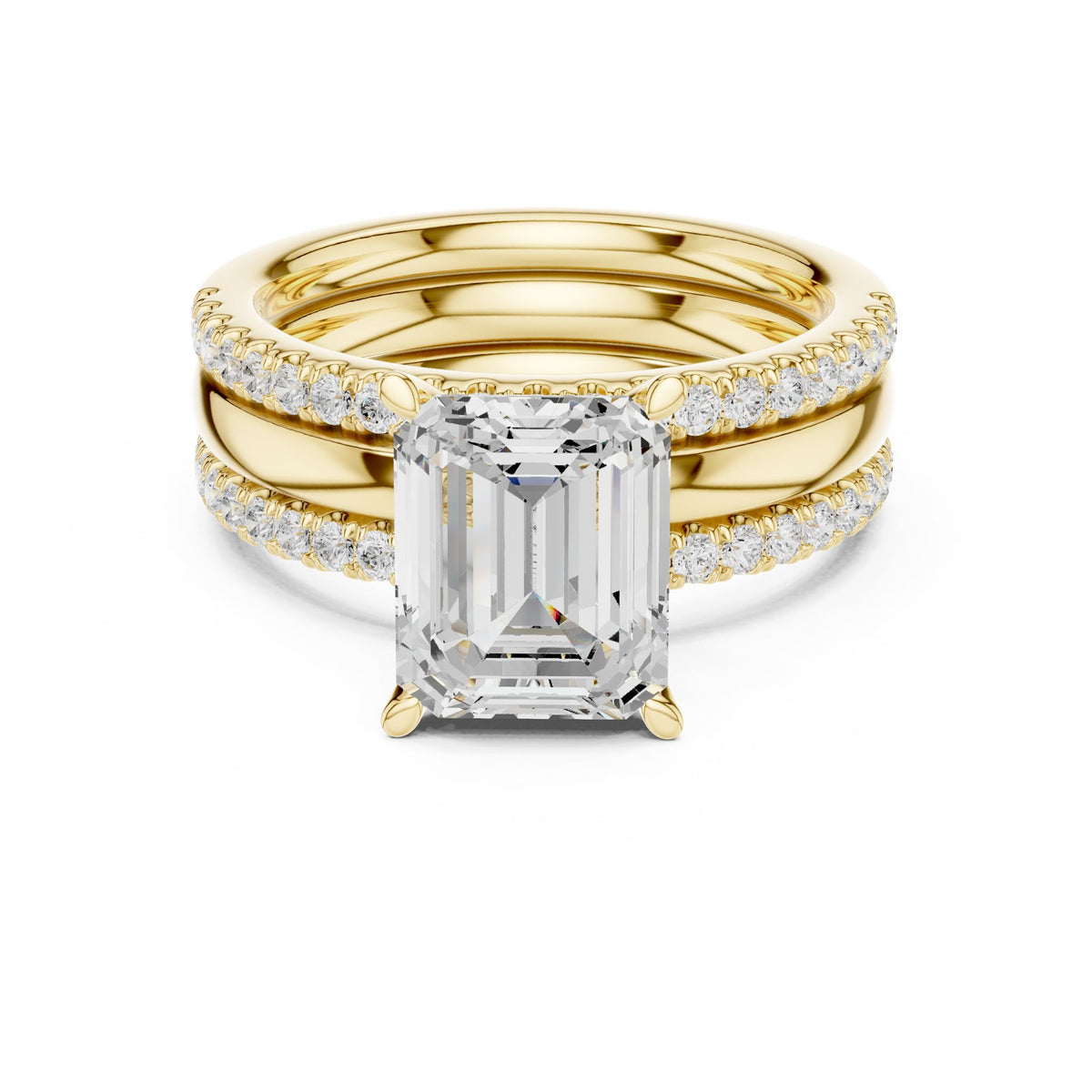 Emerald Accented Lab Grown Diamond Engagement Ring
