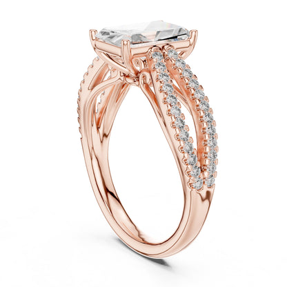 Emerald Accented Lab Grown Diamond Engagement Ring