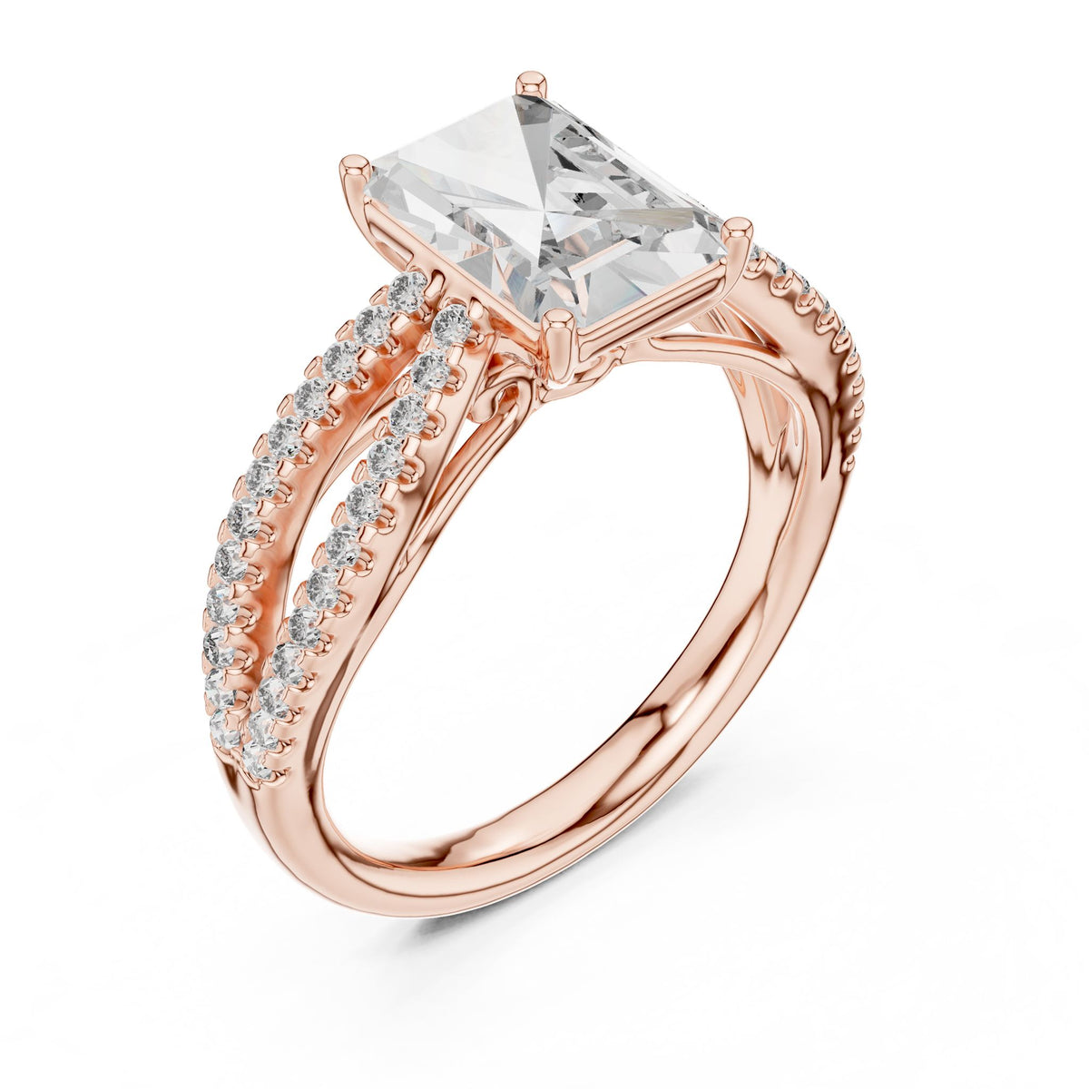 Emerald Accented Lab Grown Diamond Engagement Ring