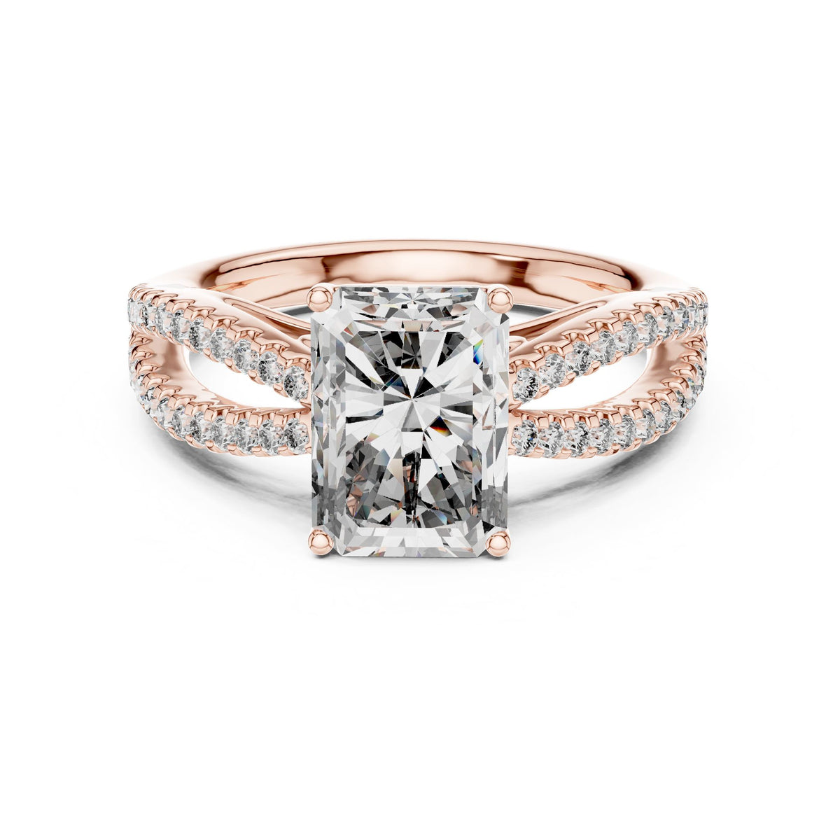 Emerald Accented Lab Grown Diamond Engagement Ring