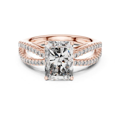 Emerald Accented Lab Grown Diamond Engagement Ring
