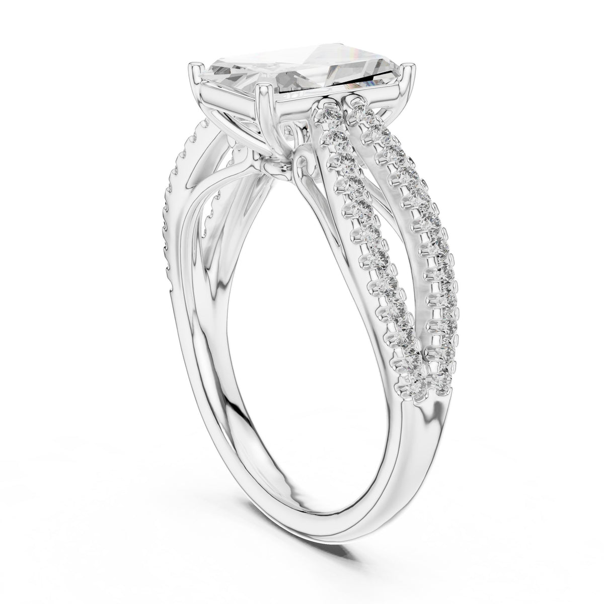 Emerald Accented Lab Grown Diamond Engagement Ring