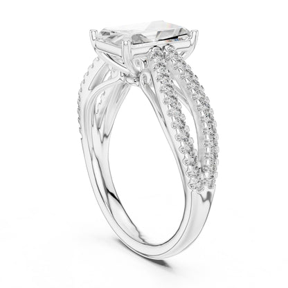Emerald Accented Lab Grown Diamond Engagement Ring