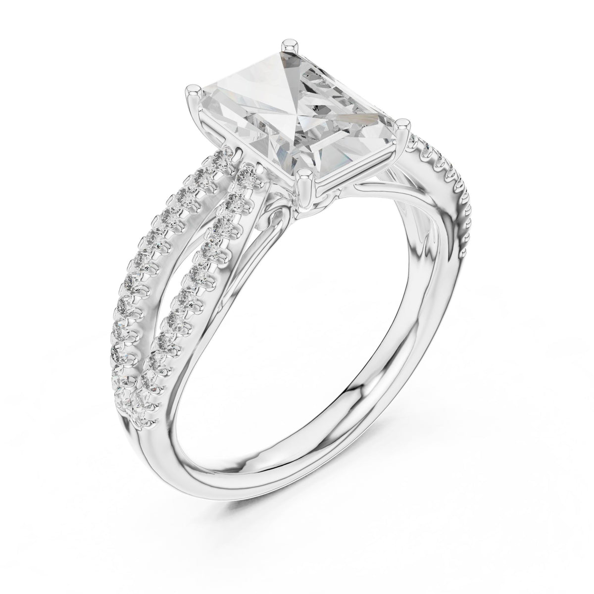 Emerald Accented Lab Grown Diamond Engagement Ring
