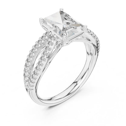 Emerald Accented Lab Grown Diamond Engagement Ring
