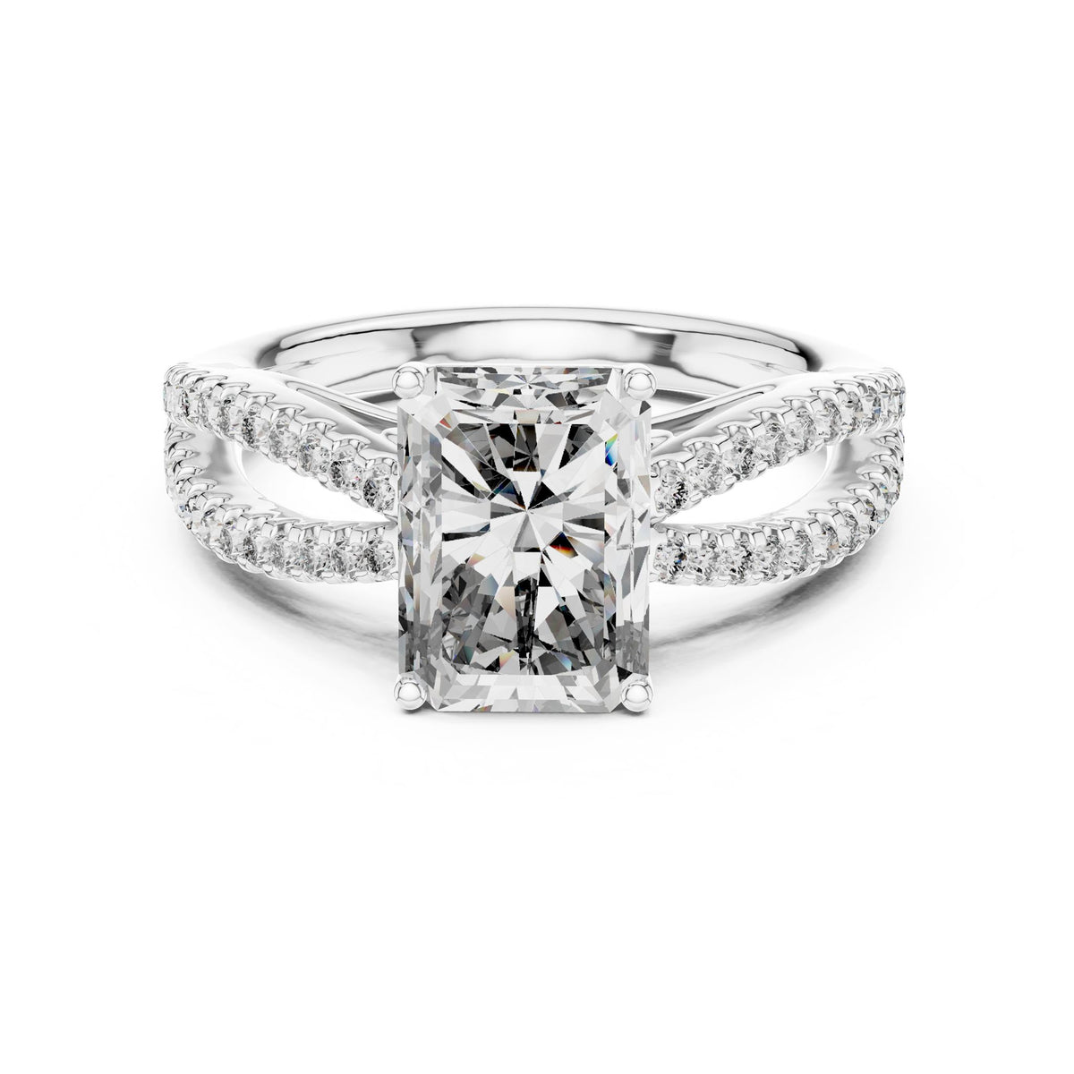 Emerald Accented Lab Grown Diamond Engagement Ring