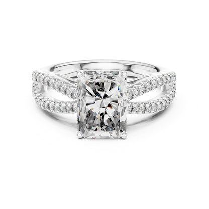 Emerald Accented Lab Grown Diamond Engagement Ring
