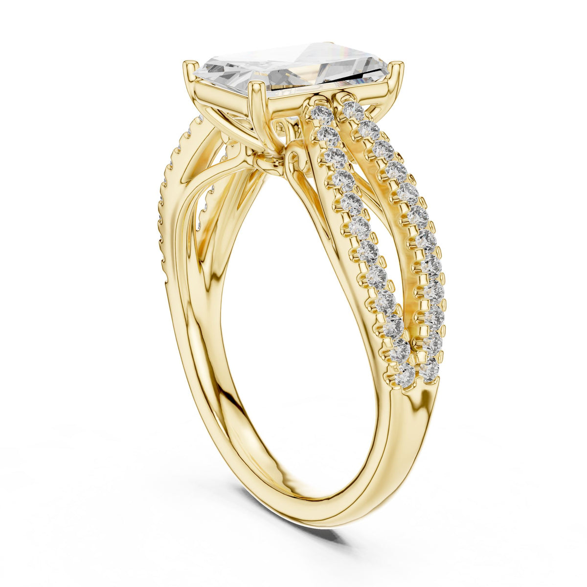 Emerald Accented Lab Grown Diamond Engagement Ring