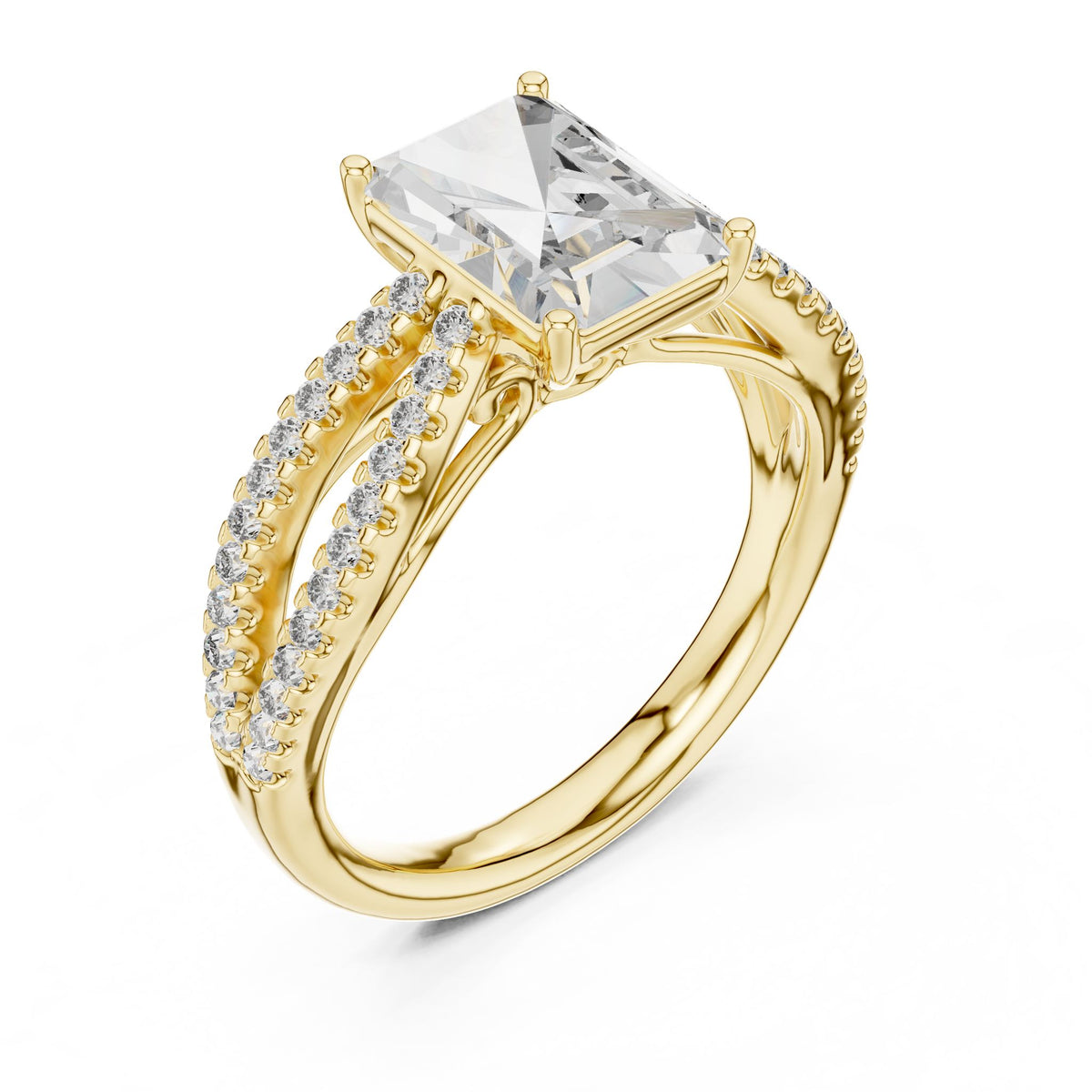 Emerald Accented Lab Grown Diamond Engagement Ring