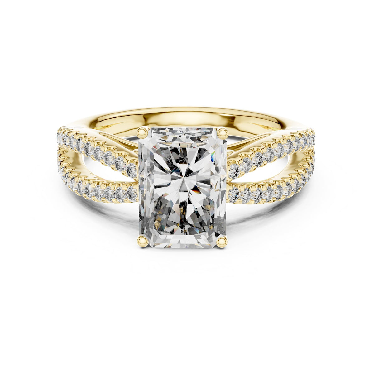 Emerald Accented Lab Grown Diamond Engagement Ring