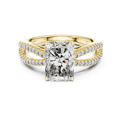 Emerald Accented Lab Grown Diamond Engagement Ring