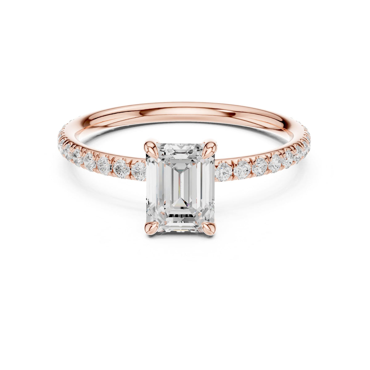 Emerald Accented Lab Grown Diamond Engagement Ring