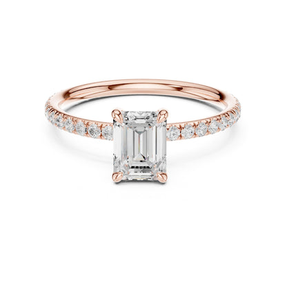 Emerald Accented Lab Grown Diamond Engagement Ring