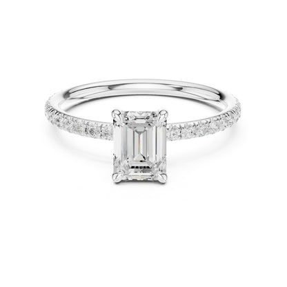Emerald Accented Lab Grown Diamond Engagement Ring
