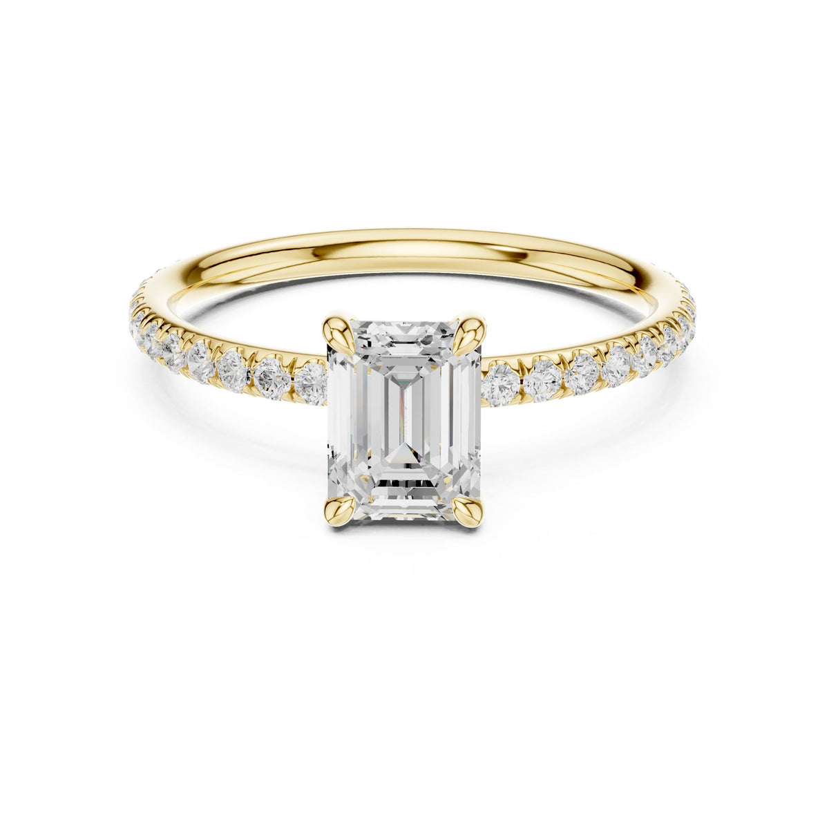 Emerald Accented Lab Grown Diamond Engagement Ring