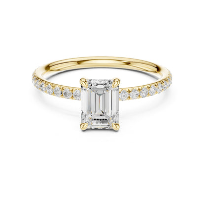 Emerald Accented Lab Grown Diamond Engagement Ring