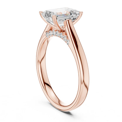 Emerald Accented Lab Grown Diamond Engagement Ring
