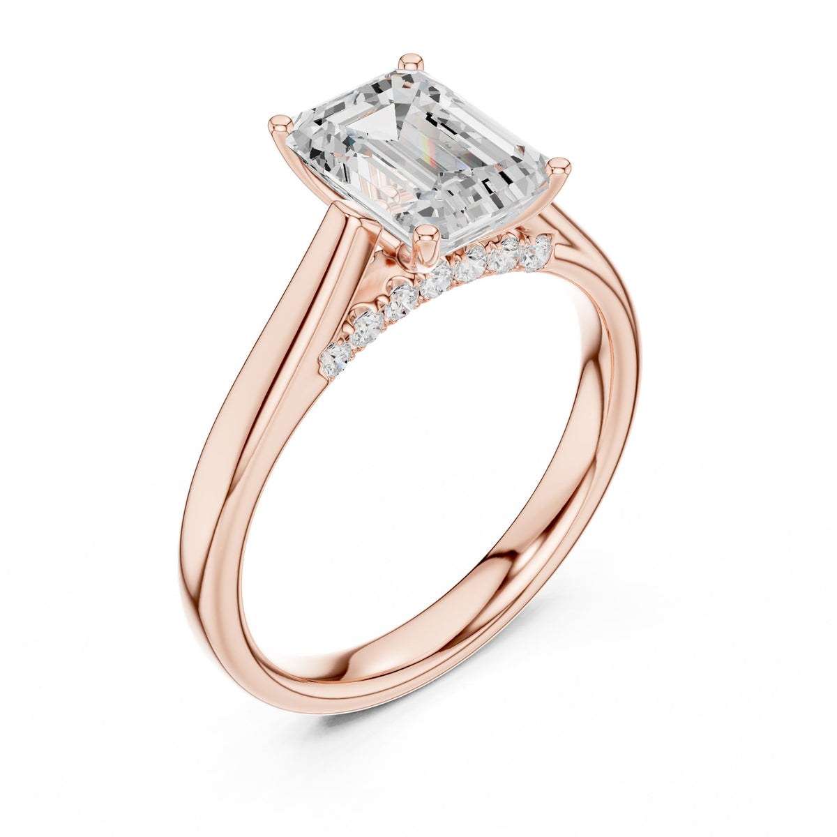 Emerald Accented Lab Grown Diamond Engagement Ring