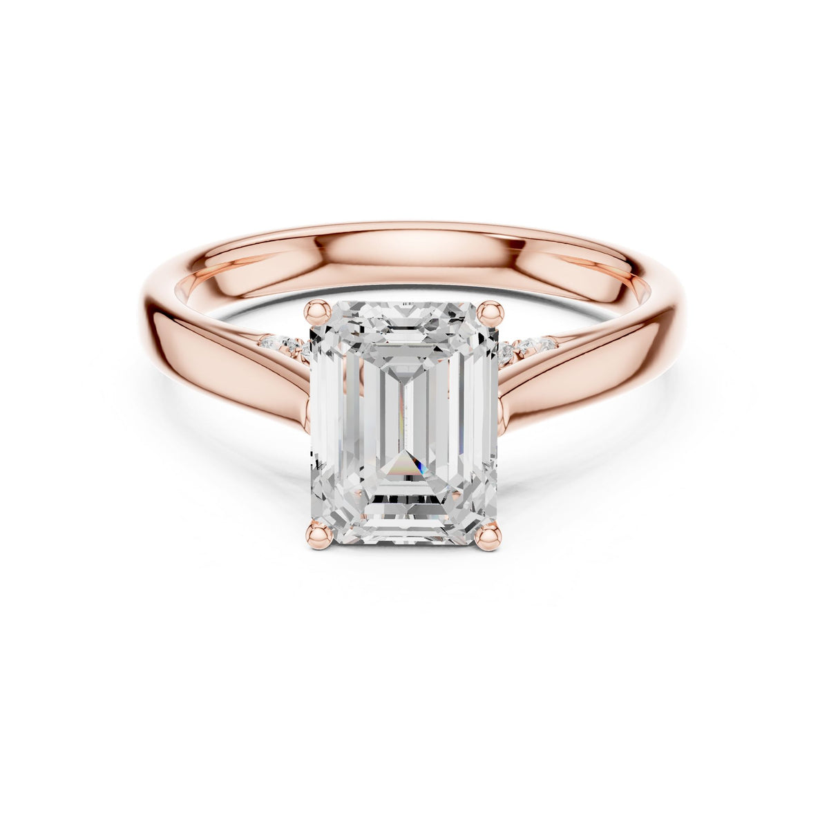 Emerald Accented Lab Grown Diamond Engagement Ring