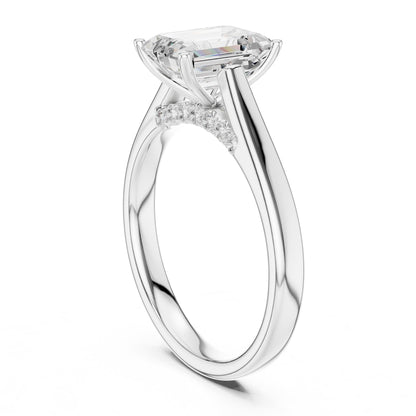 Emerald Accented Lab Grown Diamond Engagement Ring