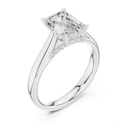 Emerald Accented Lab Grown Diamond Engagement Ring