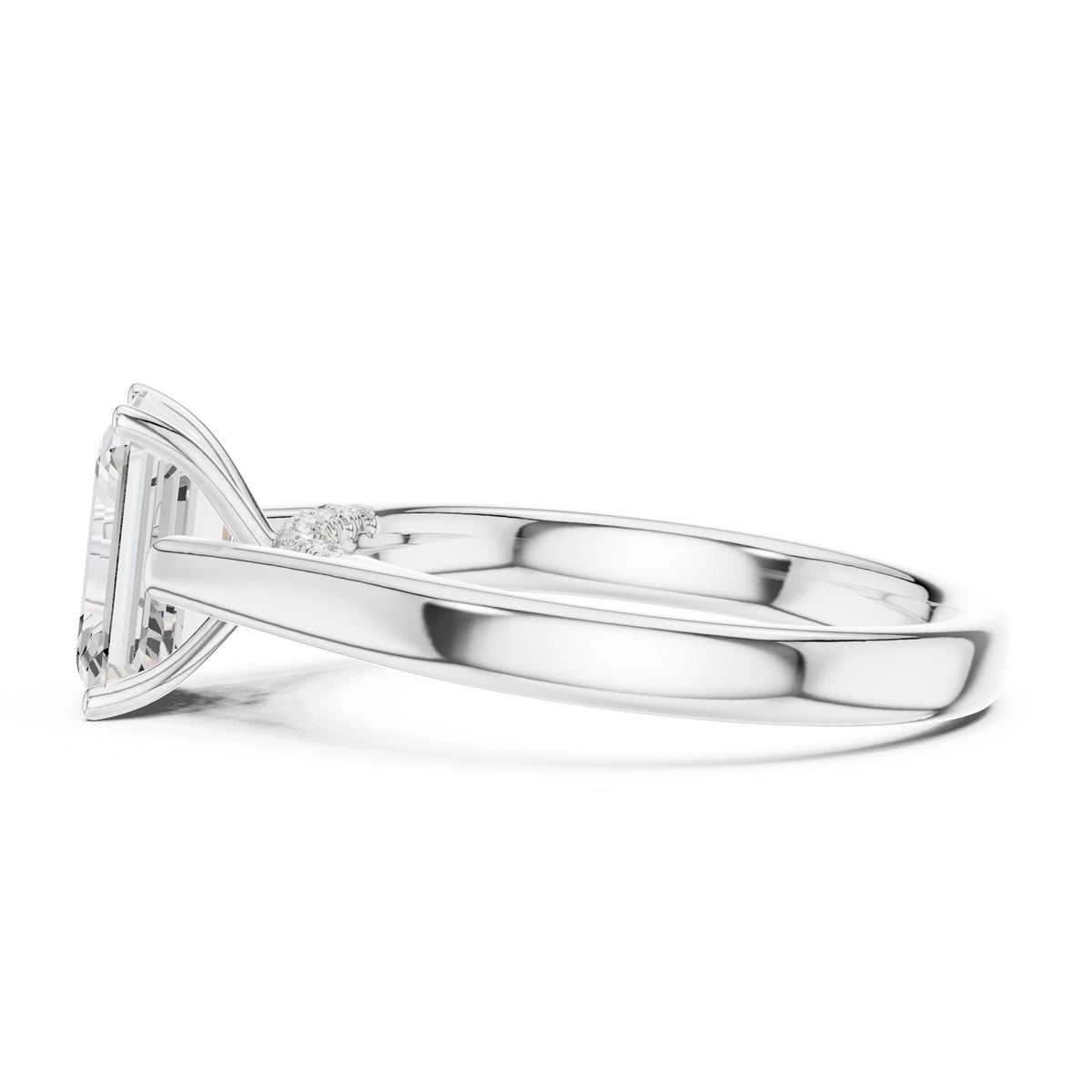 Emerald Accented Lab Grown Diamond Engagement Ring