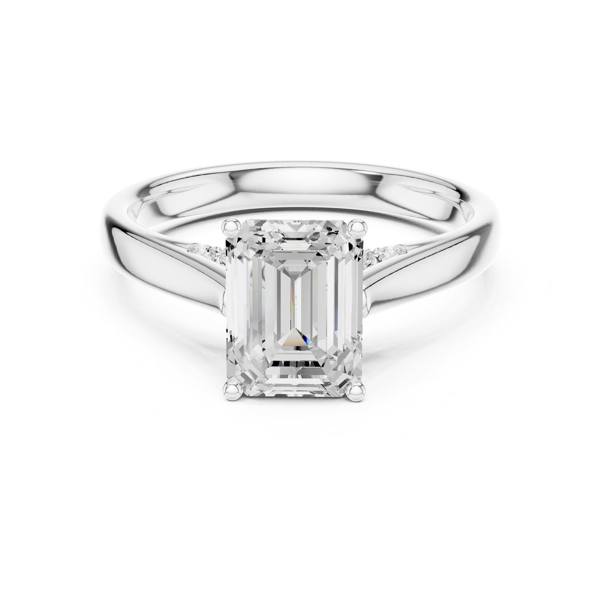 Emerald Accented Lab Grown Diamond Engagement Ring