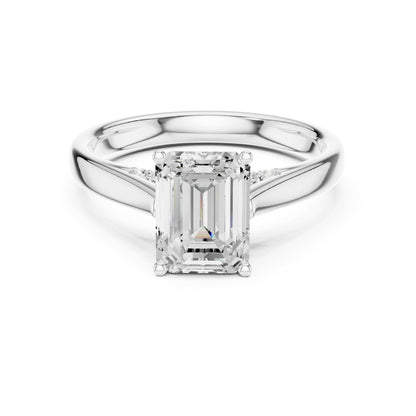 Emerald Accented Lab Grown Diamond Engagement Ring