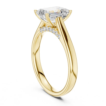 Emerald Accented Lab Grown Diamond Engagement Ring