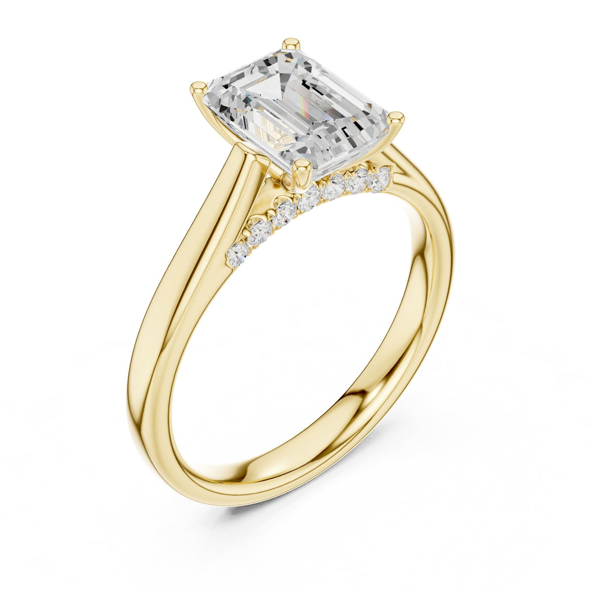 Emerald Accented Lab Grown Diamond Engagement Ring