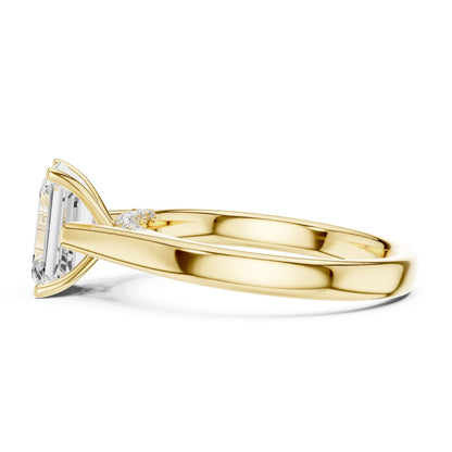 Emerald Accented Lab Grown Diamond Engagement Ring