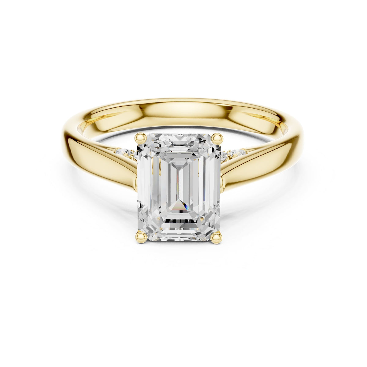 Emerald Accented Lab Grown Diamond Engagement Ring
