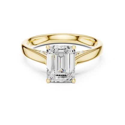 Emerald Accented Lab Grown Diamond Engagement Ring