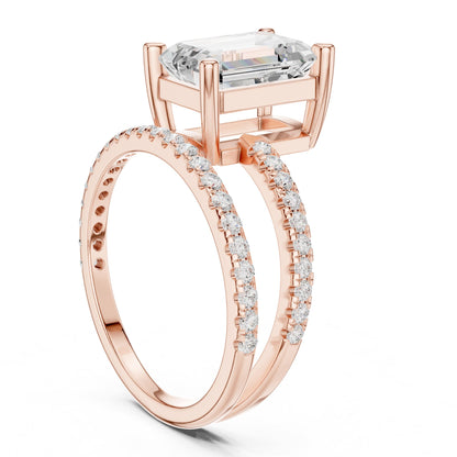 Emerald Accented Lab Grown Diamond Engagement Ring