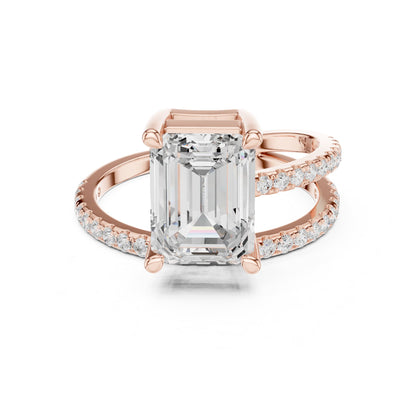 Emerald Accented Lab Grown Diamond Engagement Ring