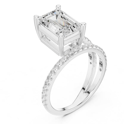 Emerald Accented Lab Grown Diamond Engagement Ring
