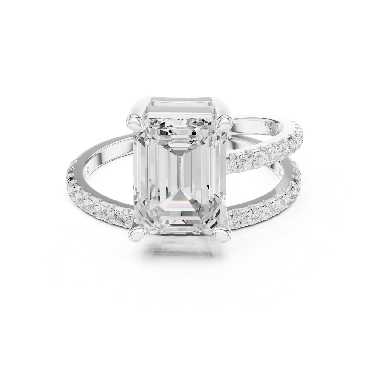 Emerald Accented Lab Grown Diamond Engagement Ring