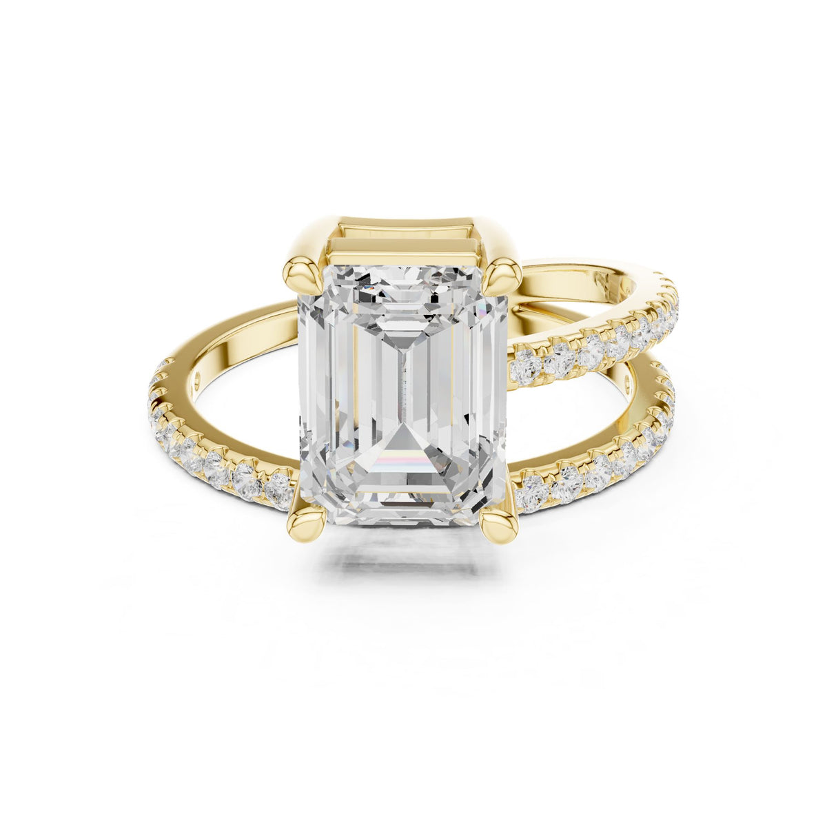 Emerald Accented Lab Grown Diamond Engagement Ring
