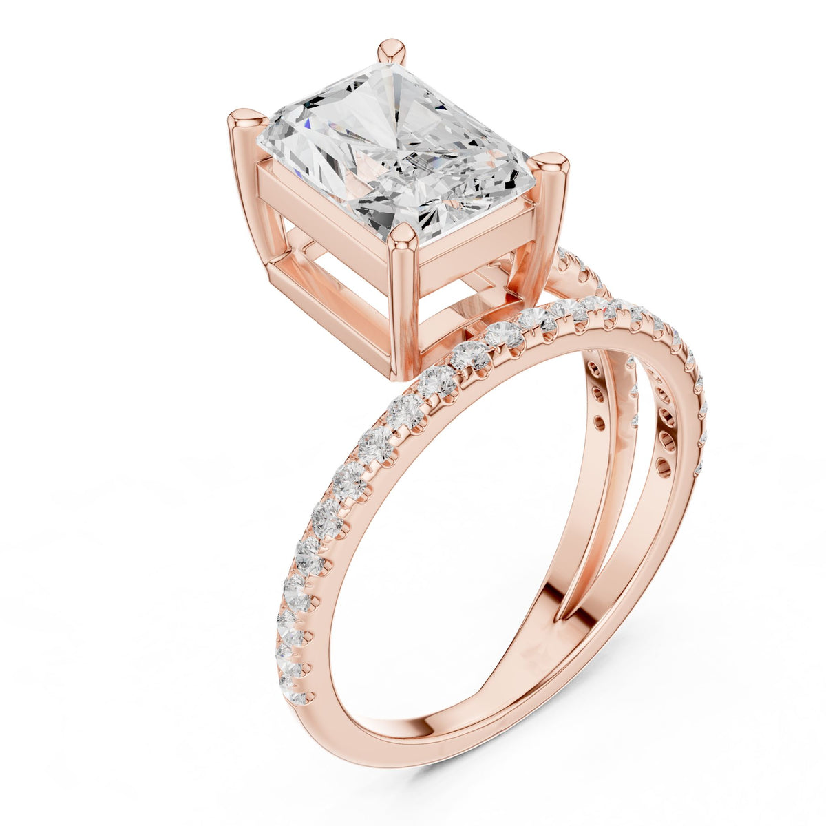 Emerald Accented Lab Grown Diamond Engagement Ring