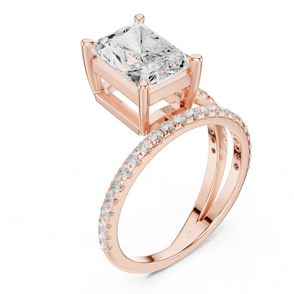 Emerald Accented Lab Grown Diamond Engagement Ring