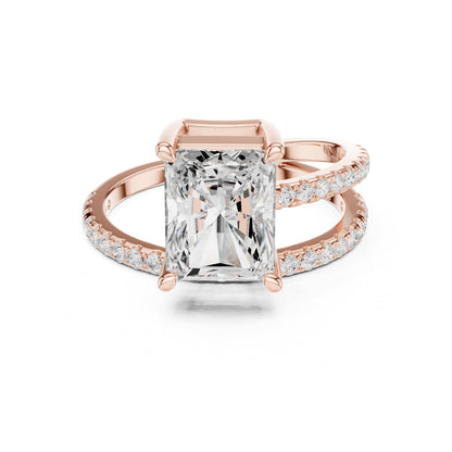Emerald Accented Lab Grown Diamond Engagement Ring
