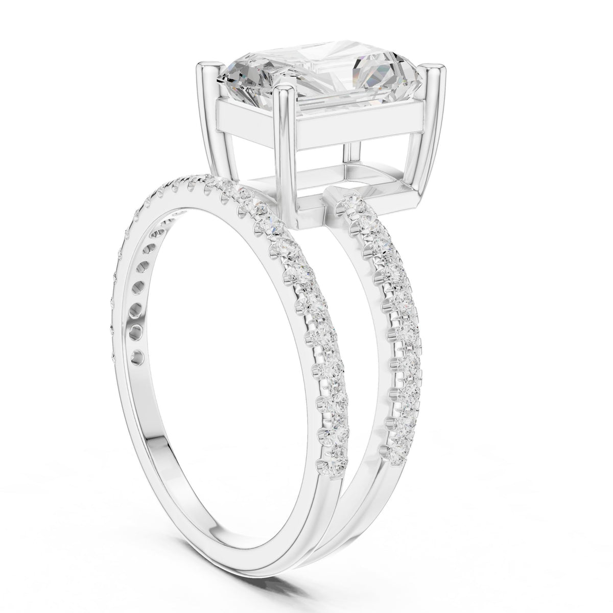 Emerald Accented Lab Grown Diamond Engagement Ring