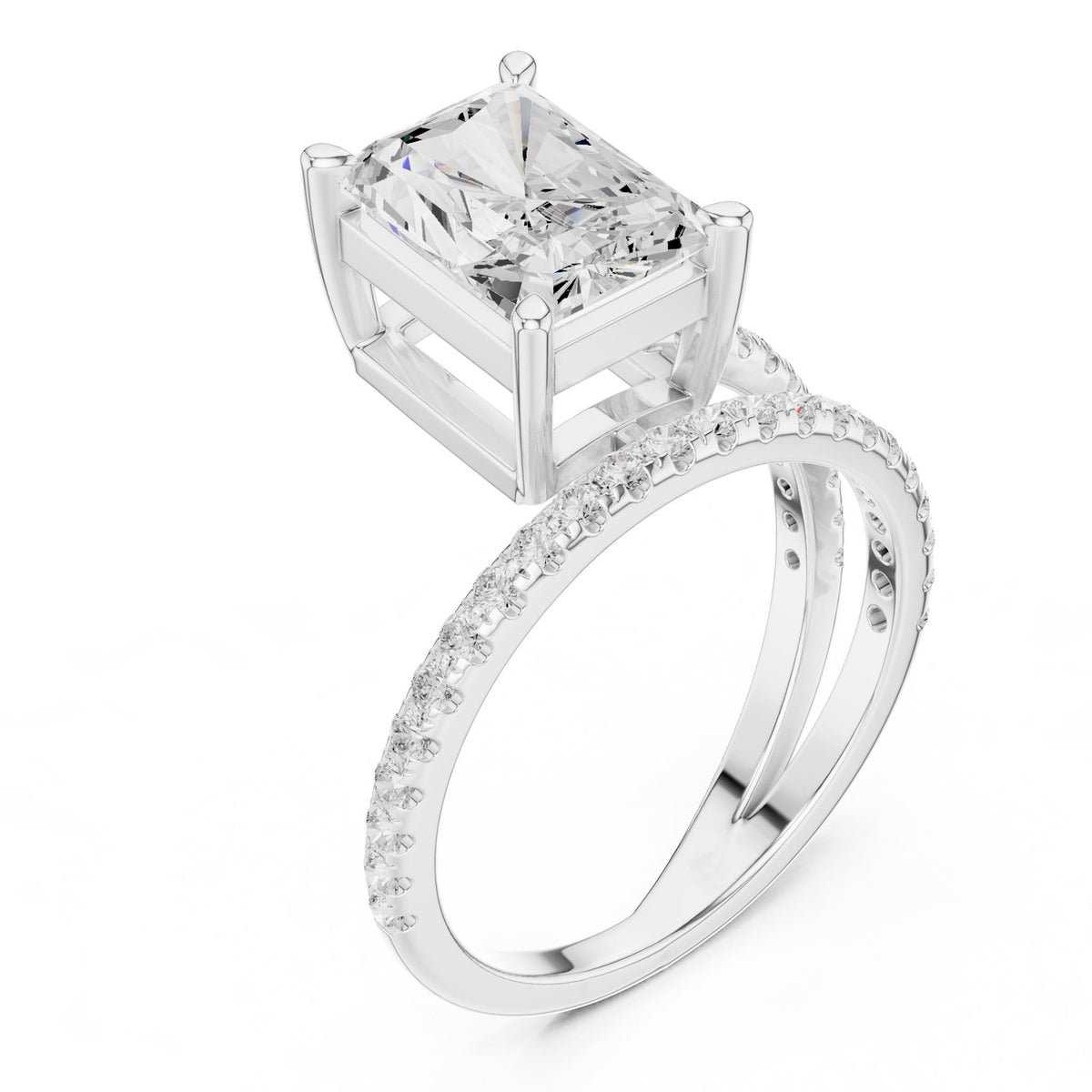 Emerald Accented Lab Grown Diamond Engagement Ring