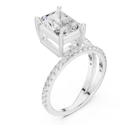 Emerald Accented Lab Grown Diamond Engagement Ring
