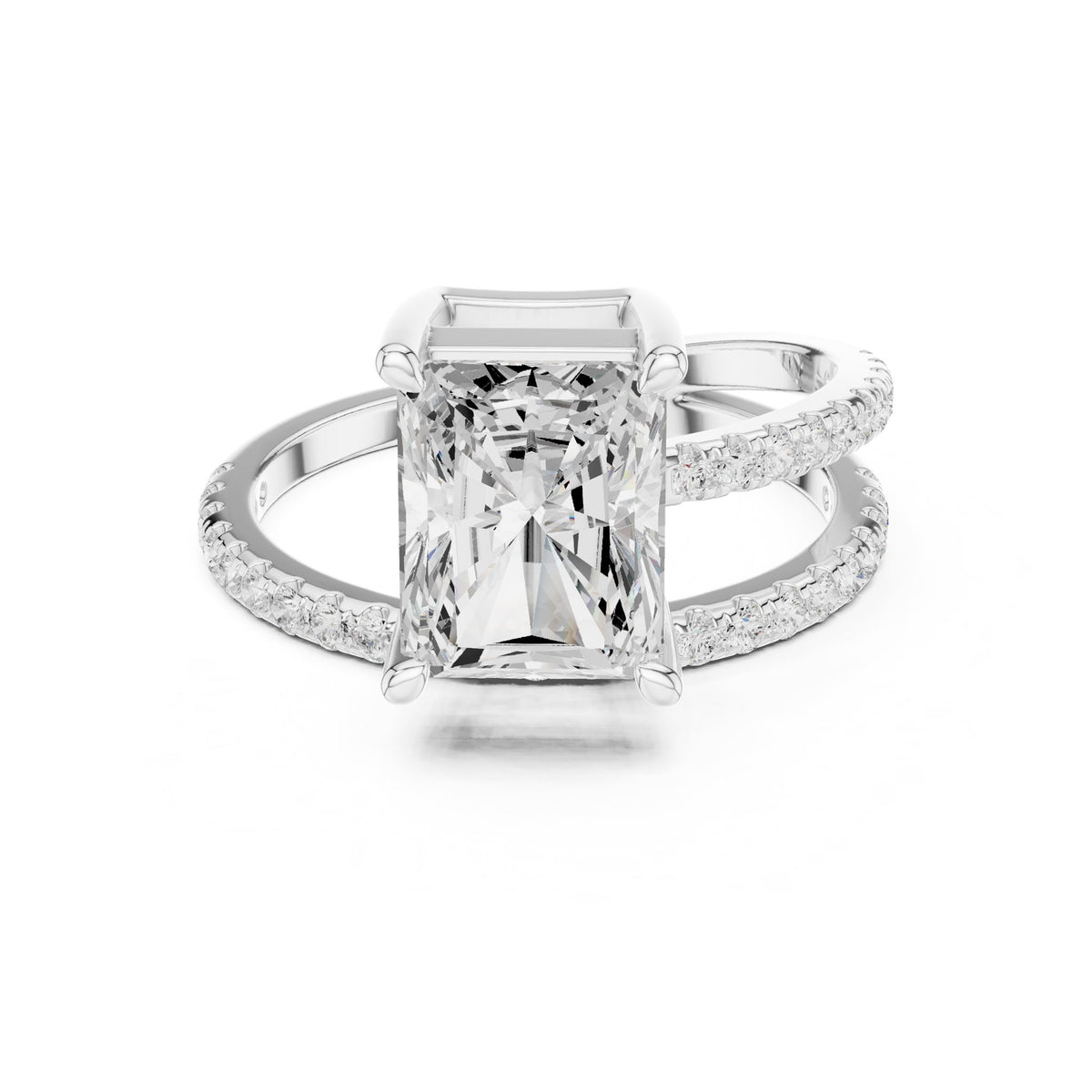 Emerald Accented Lab Grown Diamond Engagement Ring