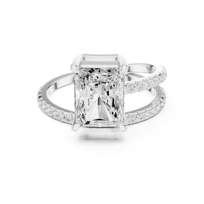 Emerald Accented Lab Grown Diamond Engagement Ring