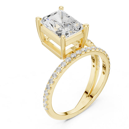 Emerald Accented Lab Grown Diamond Engagement Ring