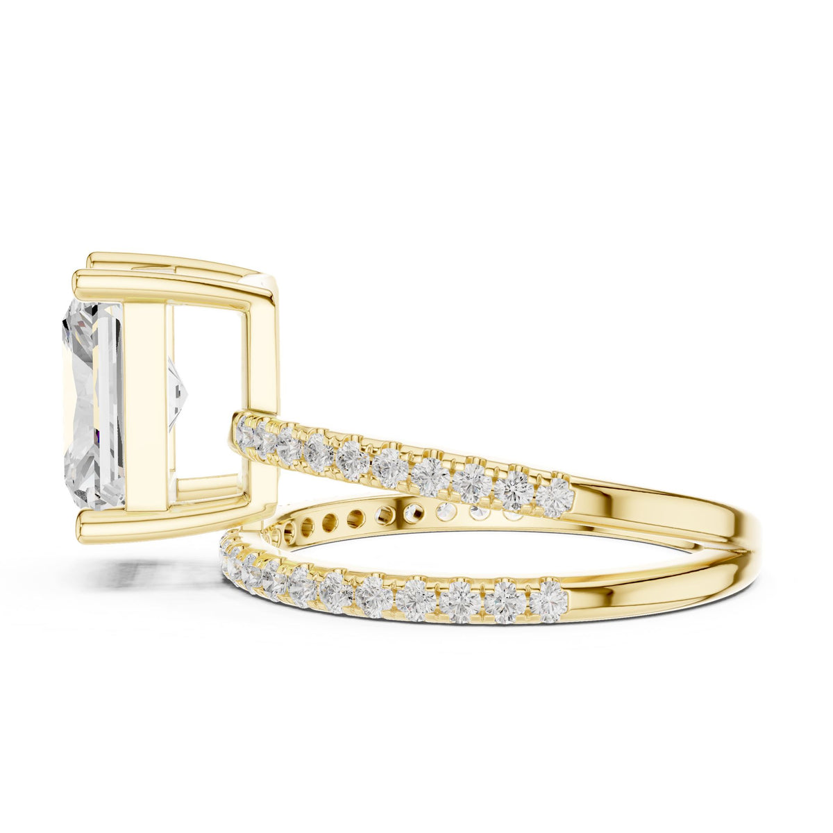 Emerald Accented Lab Grown Diamond Engagement Ring
