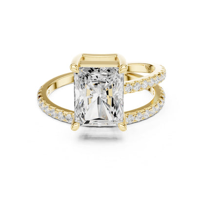 Emerald Accented Lab Grown Diamond Engagement Ring