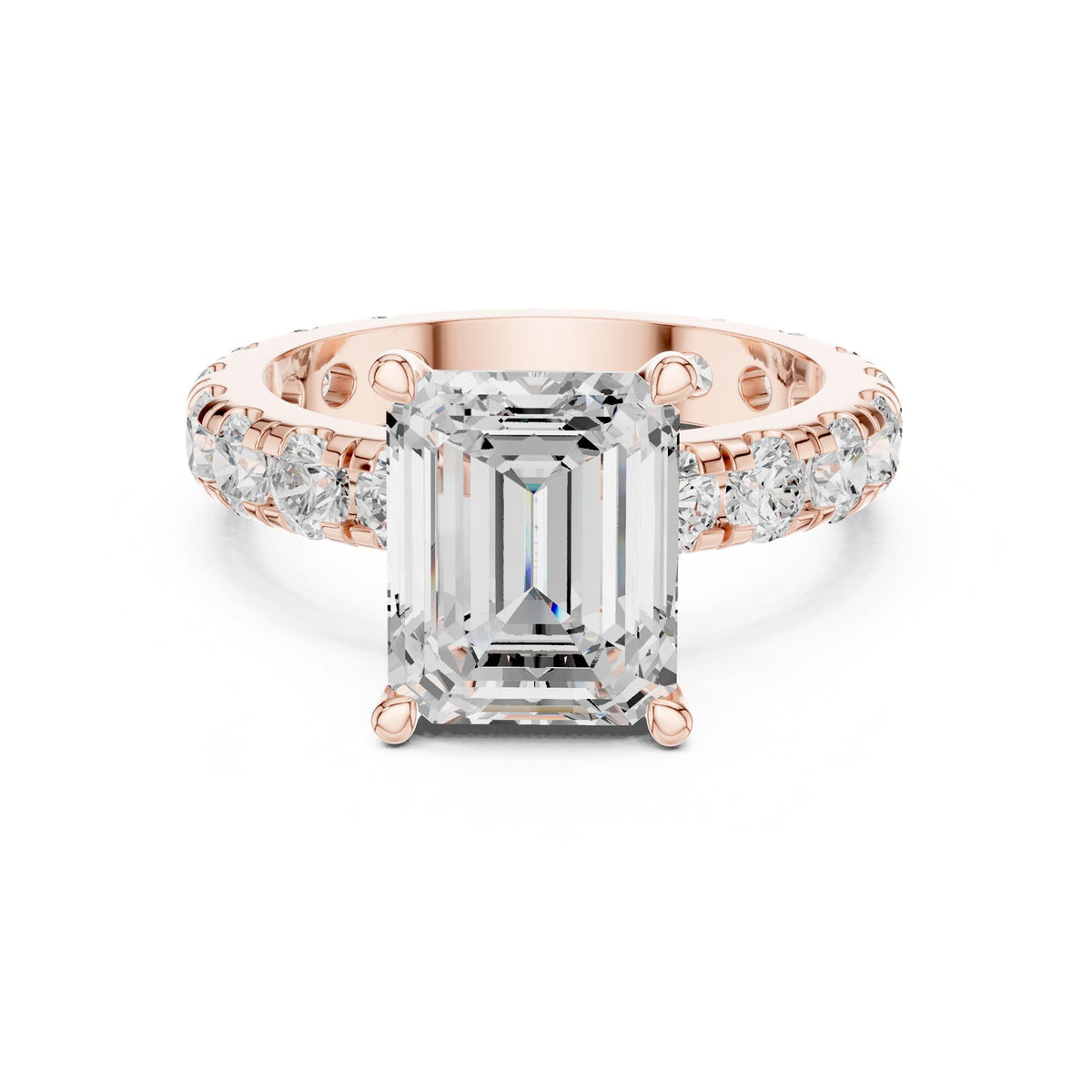 Emerald Accented Lab Grown Diamond Engagement Ring